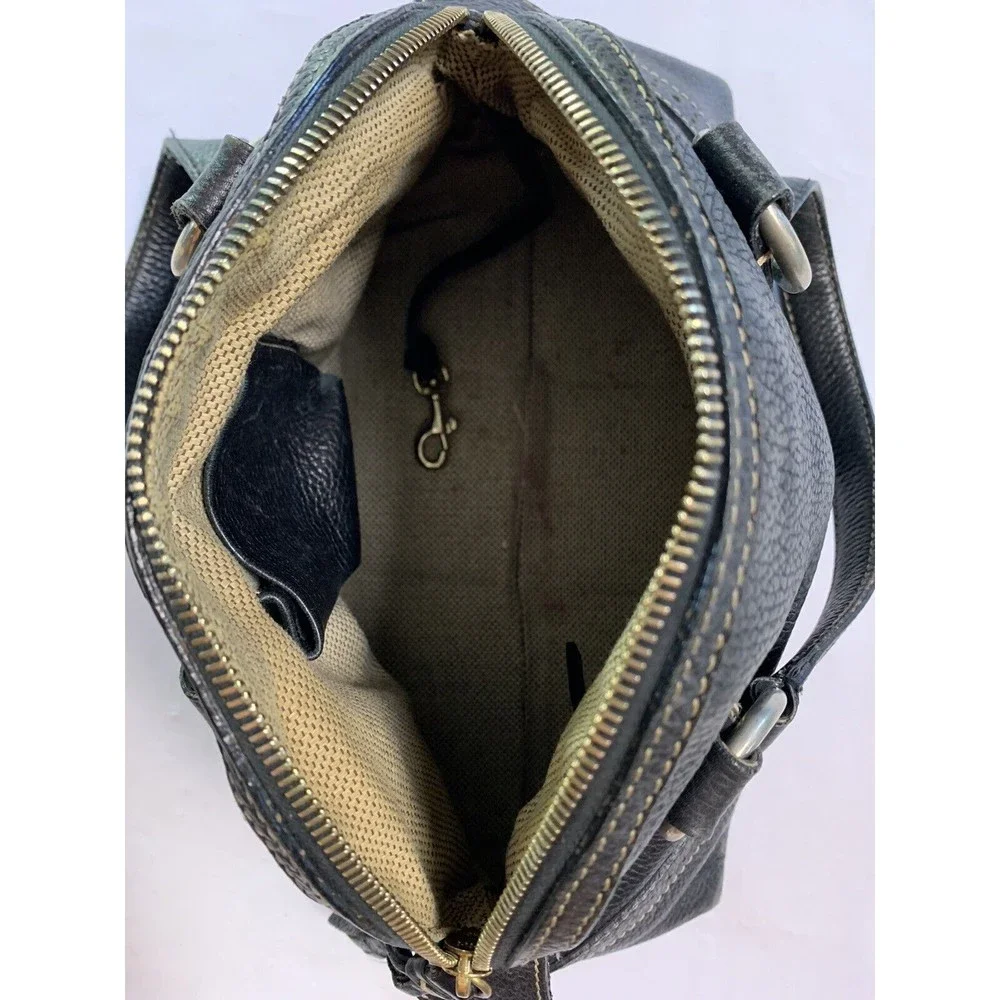 DOONEY & BOURKE Leather Black Bowler Pebble Handbag Purse Vtg - Picture 9 of 16